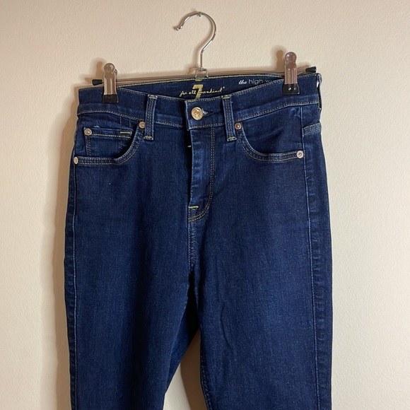 ‼️ 7 for All Mankind | 7 Jeans | Retro Blue High-waisted Skinny Jeans | Sz 24 - Picture 2 of 4